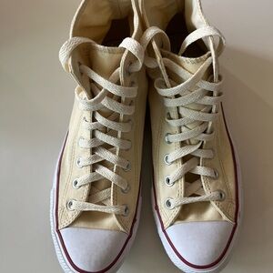 Classic Converse Cream High-Tops with Red Trim